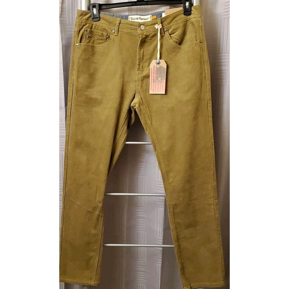 Tailor Vintage NWT Mens 36x32 Tailor Smart‎ Corduroy Khaki Pants Canaan Slim